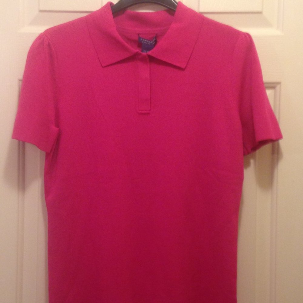 NWT Tanner Doncaster Orchid Pink Knit Polo / Golf Shirt Blouse Top Size M